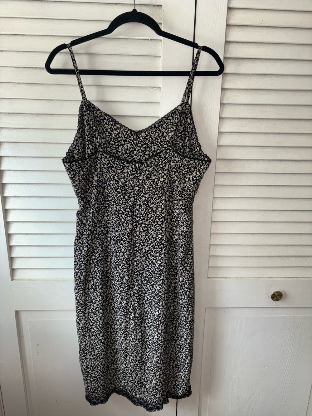 Vintage 2003 Old Navy Floral Lace Trim Slip Dress Black White Size 16 Y2K - Picture 5 of 9